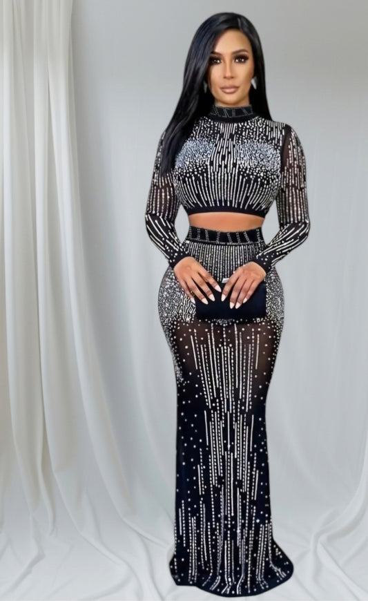 Elegant Bling 2 PC Skirt Set-1 left