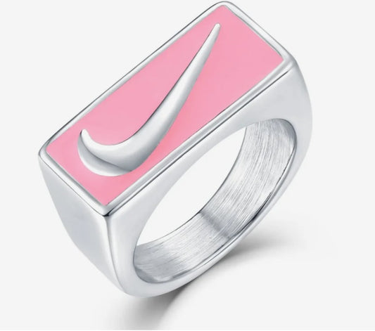 Pink Square Nike Ring