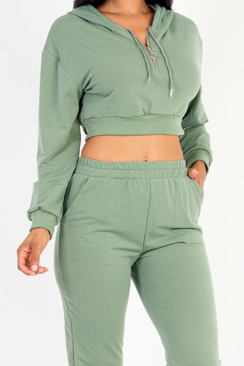 French Terry Half Zip Hoodie and Joggers Set (CAPELLA)