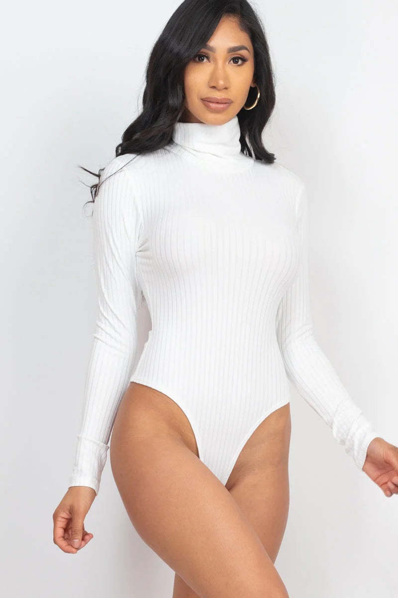 Ribbed Turtle Neck Long Sleeve Bodysuit (CAPELLA)